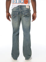 True Religion Men Blue Billy SN Solid Bootcut Jeans