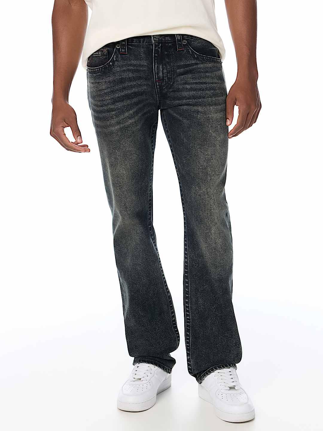 True Religion Men Ricky Super T Blue Solid Straight Fit Jeans