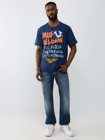 True Religion Men Blue Solid Ricky Super T Straight Fit Jeans
