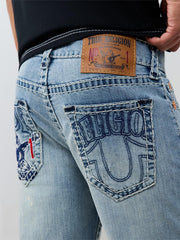 True Religion Men Blue Billy Super T Solid Bootcut Jeans