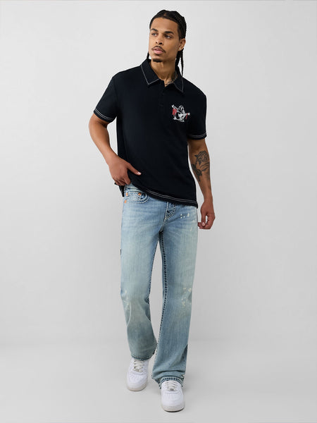 True Religion Men Blue Billy Super T Solid Bootcut Jeans