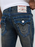 True Religion Men Navy Blue Ricky Super T Solid Straight Fit Jeans