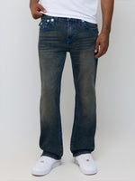True Religion Men Navy Blue Ricky Super T Solid Straight Fit Jeans