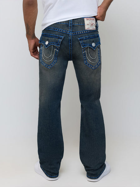 True Religion Men Navy Blue Ricky Super T Solid Straight Fit Jeans