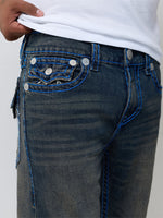 True Religion Men Navy Blue Ricky Super T Solid Straight Fit Jeans