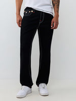 True Religion Men Black Solid Ricky Super T Straight Fit Jeans