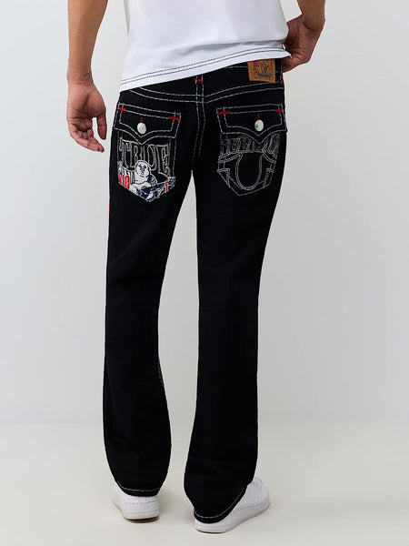 True Religion Men Black Solid Ricky Super T Straight Fit Jeans