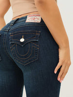True Religion Joey SN Women Navy Blue Solid Flare Fit Jeans