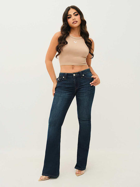 True Religion Joey SN Women Navy Blue Solid Flare Fit Jeans