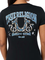 True Religion Women Black Embellished Regular Fit T-Shirt