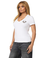 True Religion Women White Graphic Regular Fit T-Shirt