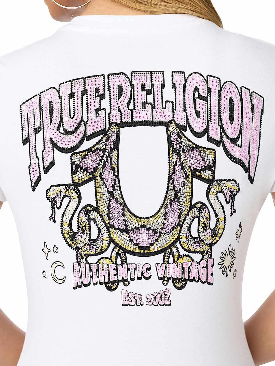 True Religion Women White Graphic Regular Fit T-Shirt