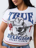 True Religion Women White Graphic Regular Fit T-Shirt