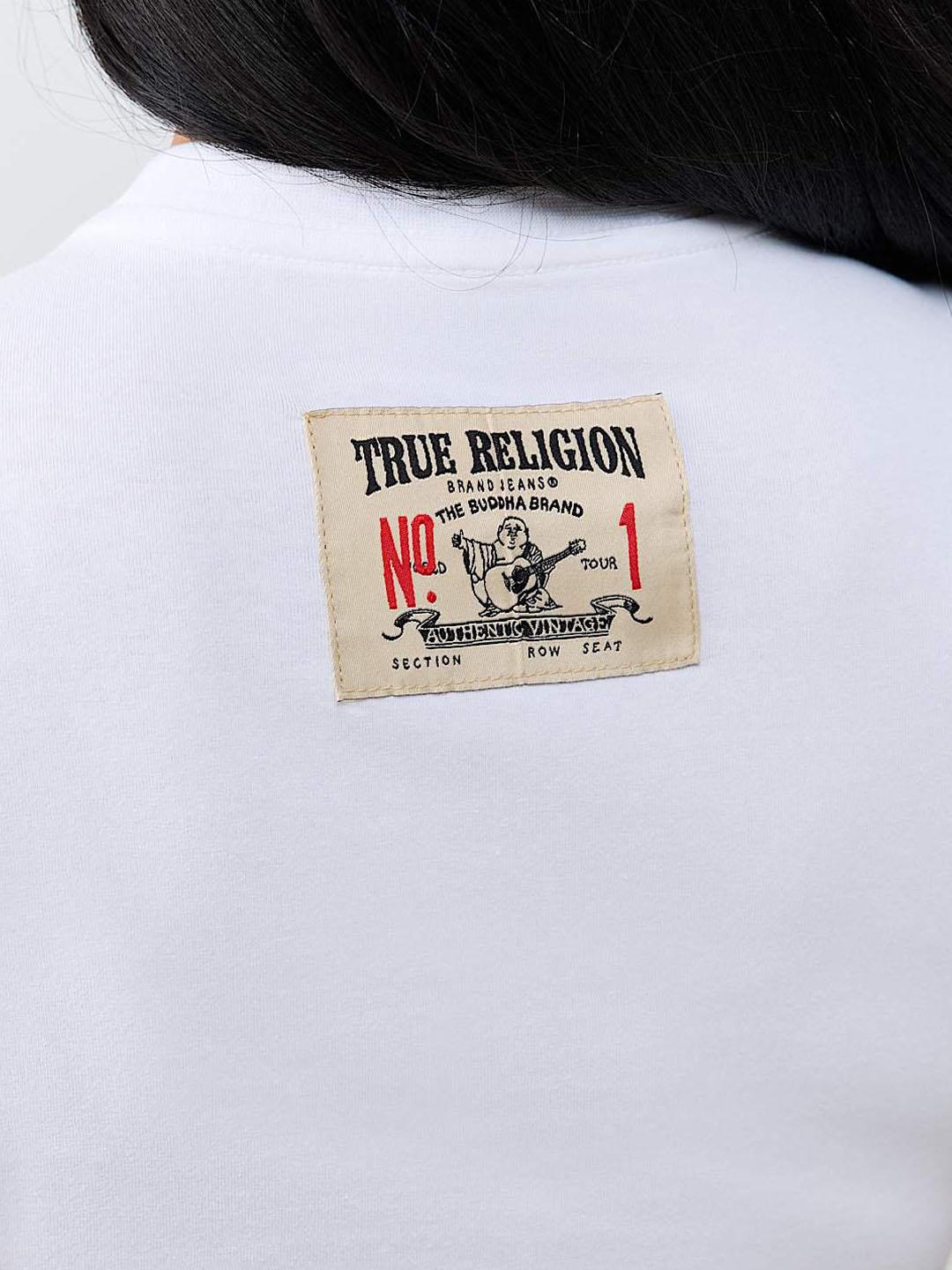 True Religion Women White Graphic Regular Fit T-Shirt