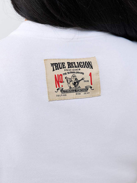 True Religion Women White Graphic Regular Fit T-Shirt