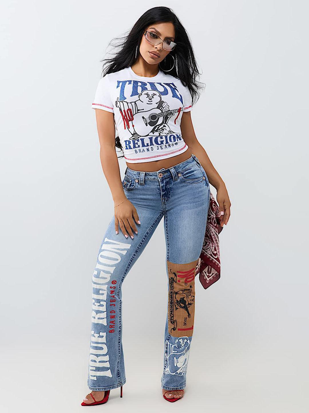 True Religion Women White Graphic Regular Fit T-Shirt
