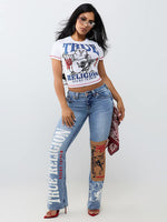 True Religion Women White Graphic Regular Fit T-Shirt