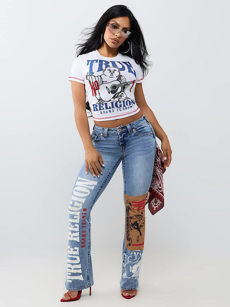 True Religion Women White Graphic Regular Fit T-Shirt