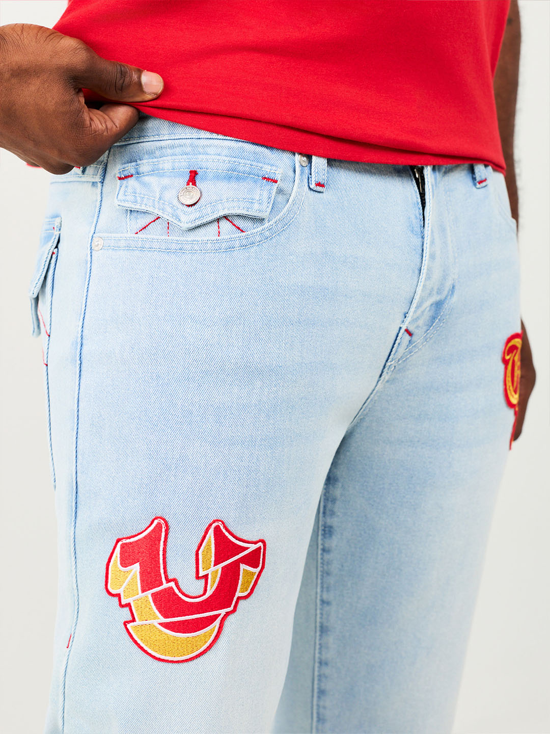 True Religion Blue Slim Fit Geno Embroidered Stretchable Jeans