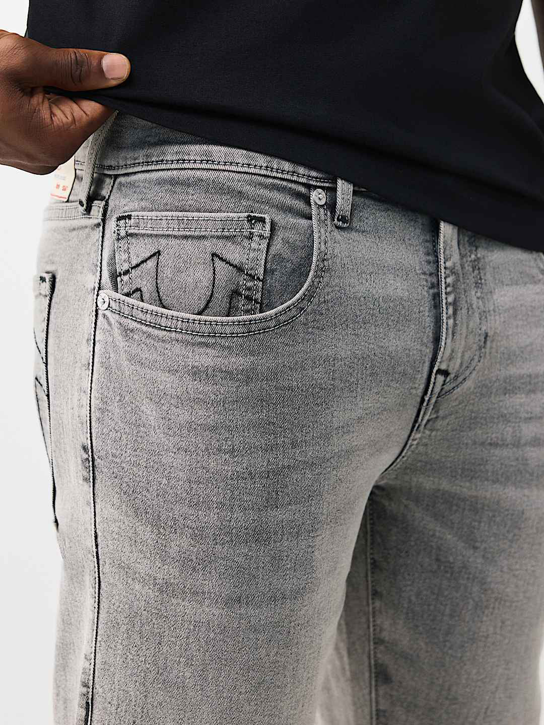 True Religion Grey Straight Fit Ricky SN Stretchable Jeans