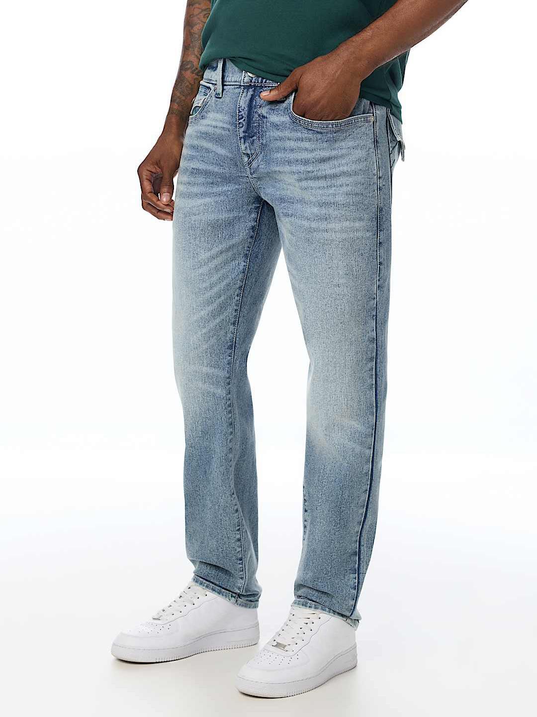 True Religion Men Geno SN Light Blue Solid Slim Fit Jeans