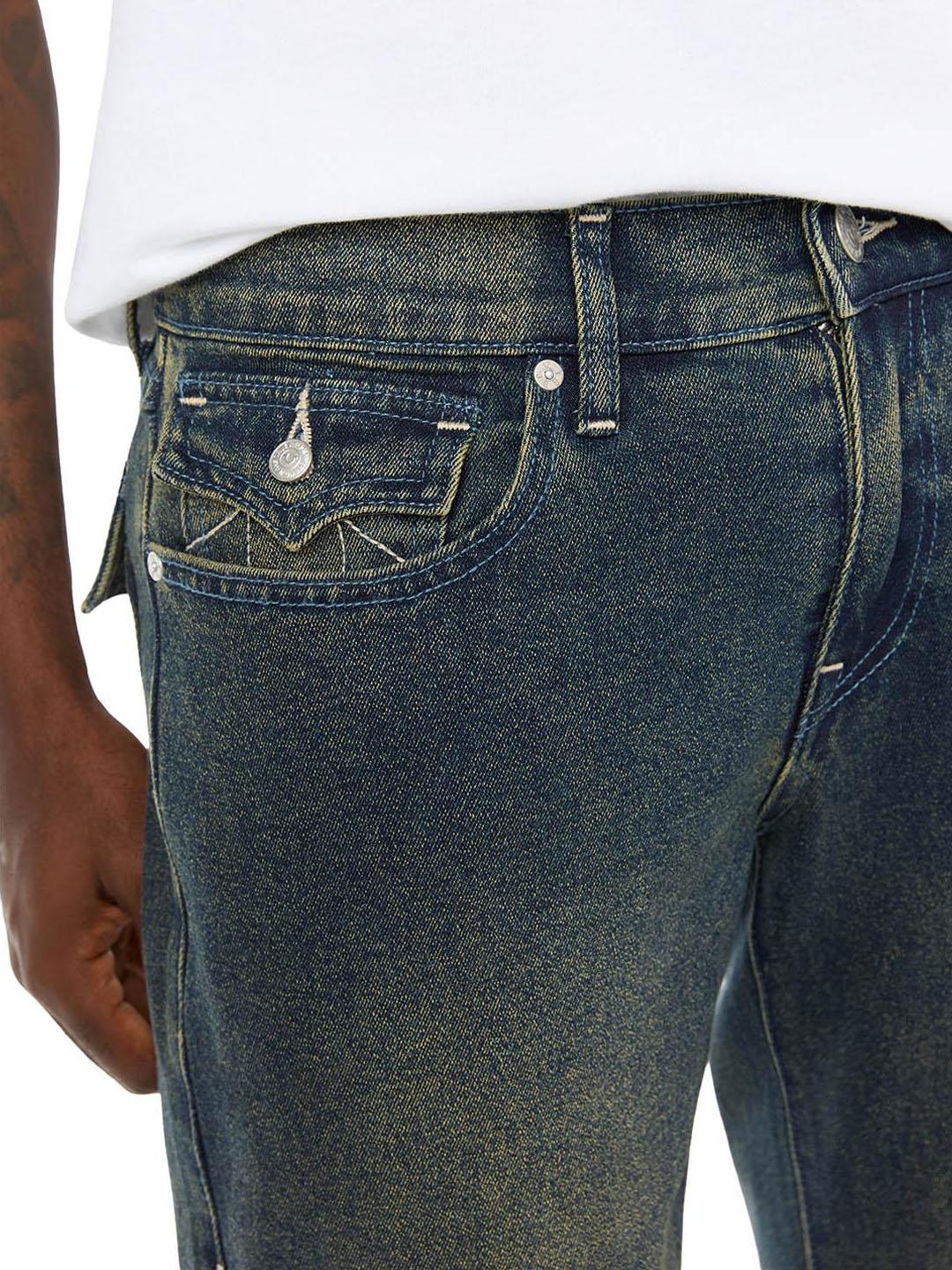 True Religion Men Geno SN Blue Solid Slim Fit Jeans