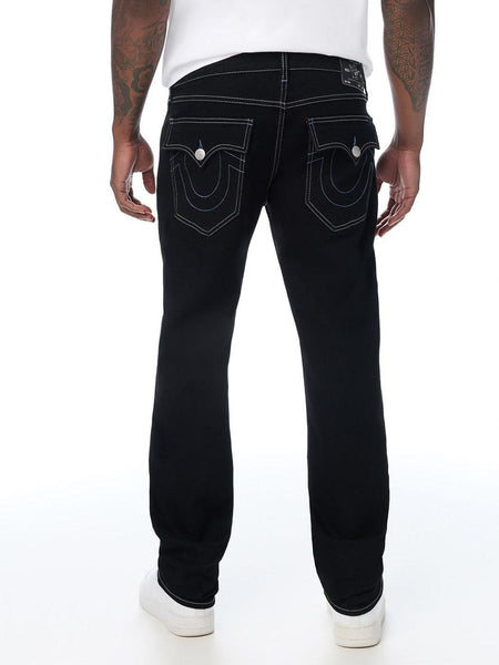 True Religion Men Ricky SN Black Solid Straight Fit Jeans