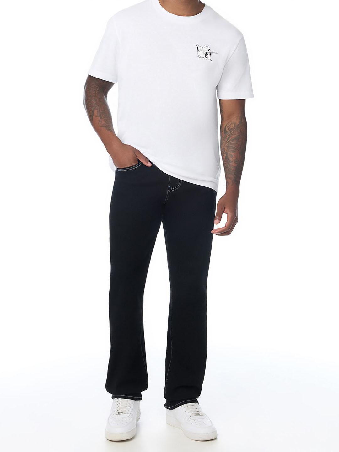 True Religion Men Ricky SN Black Solid Straight Fit Jeans