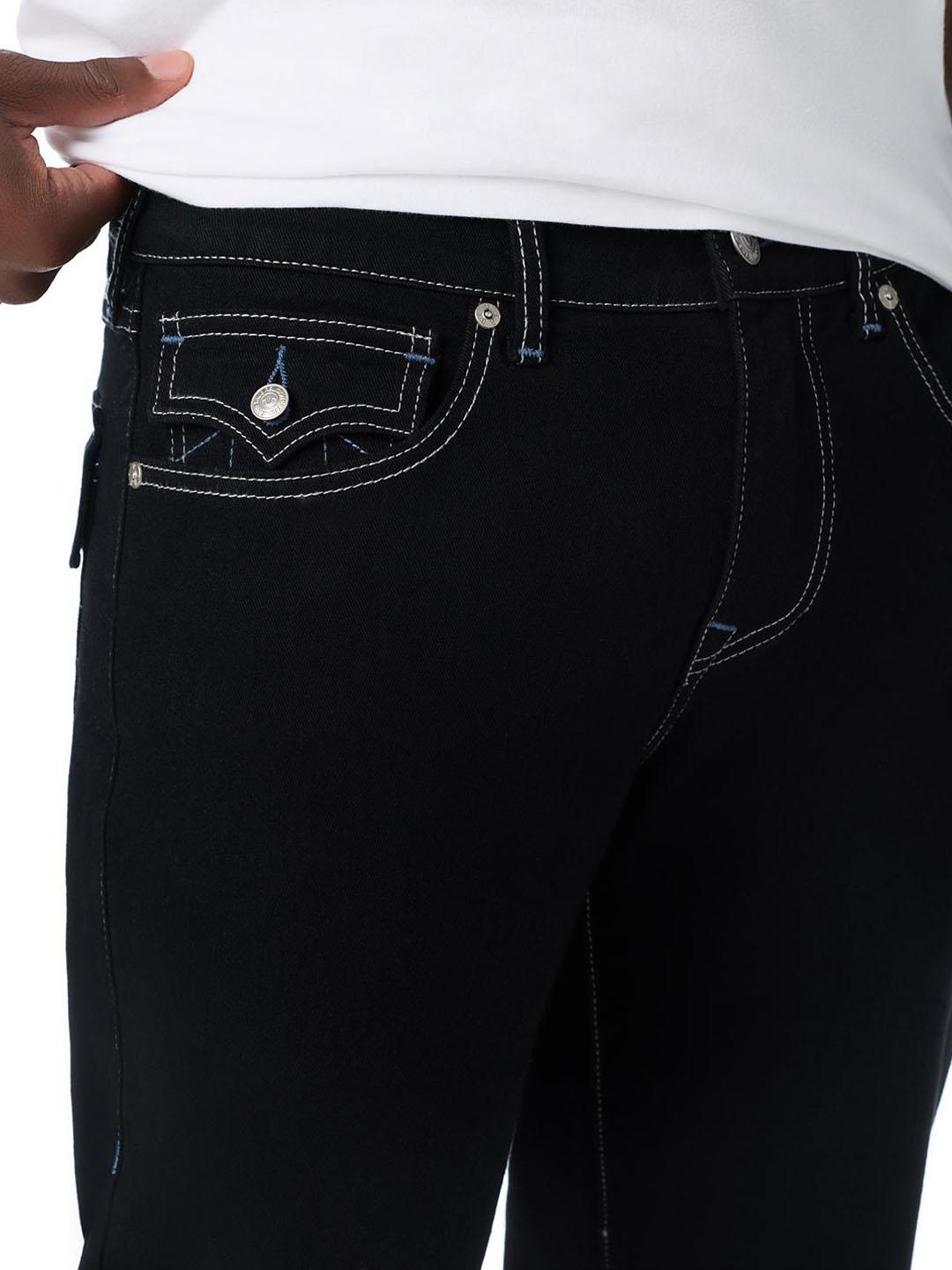 True Religion Men Ricky SN Black Solid Straight Fit Jeans