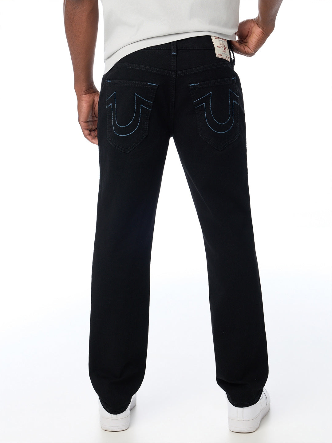 True Religion Men Black Geno Big T Solid Slim Fit Jeans