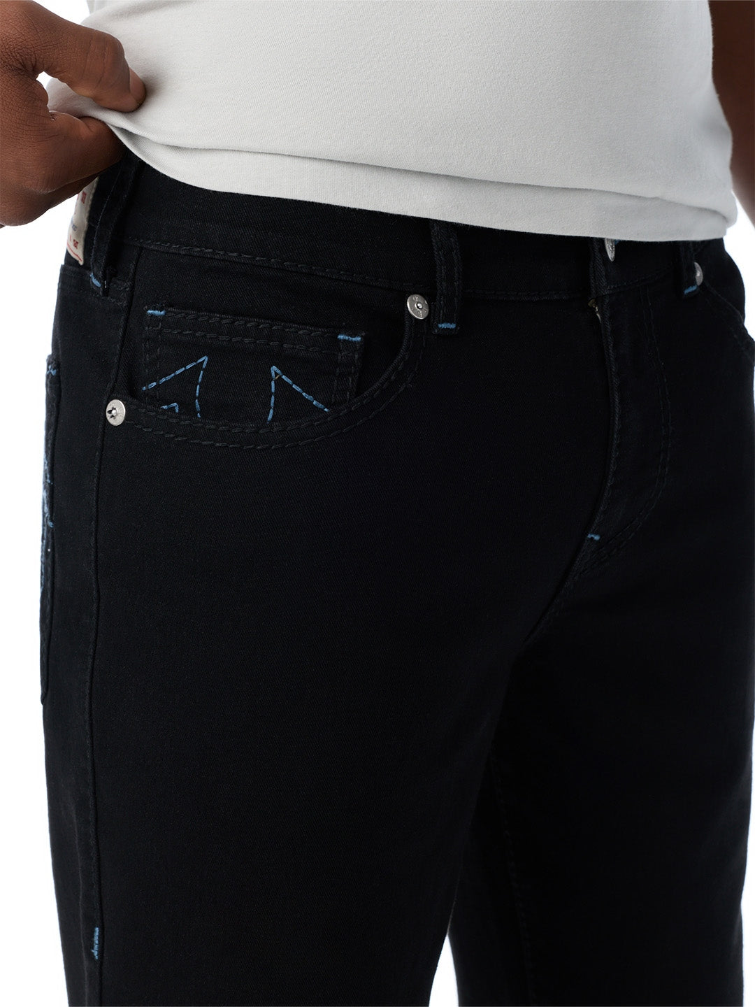 True Religion Men Black Geno Big T Solid Slim Fit Jeans