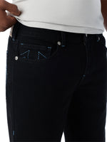 True Religion Men Black Geno Big T Solid Slim Fit Jeans