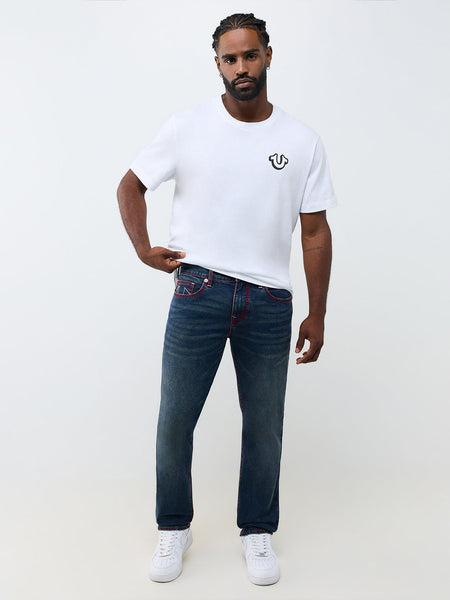 True Religion Men Navy Blue Geno Big T Solid Slim Fit Jeans