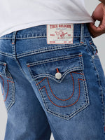True Religion Men Navy Blue Geno Big T Solid Slim Fit Jeans