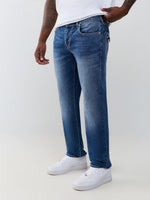 True Religion Men Navy Blue Geno Big T Solid Slim Fit Jeans