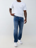 True Religion Men Navy Blue Geno Big T Solid Slim Fit Jeans