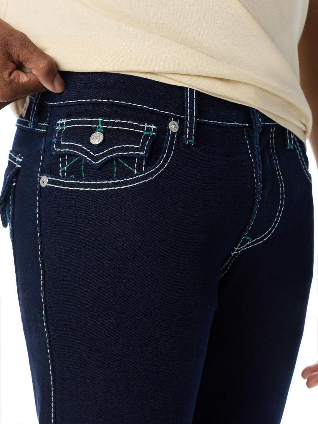 True Religion Men Geno Big T Navy Blue Solid Slim Fit Jeans