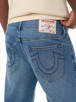 True Religion Men Ricky SN Blue Solid Straight Fit Jeans