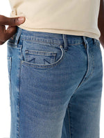 True Religion Men Ricky SN Blue Solid Straight Fit Jeans