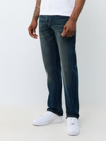 True Religion Men Navy Blue Ricky Solid Straight Fit Jeans