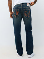 True Religion Men Navy Blue Ricky Solid Straight Fit Jeans