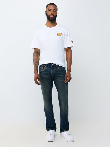 True Religion Men Navy Blue Ricky Solid Straight Fit Jeans