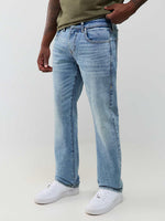 True Religion Men Blue Solid Ricky SN Straight Fit Jeans