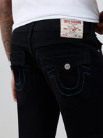 True Religion Men Black Ricky SN Solid Straight Fit Jeans