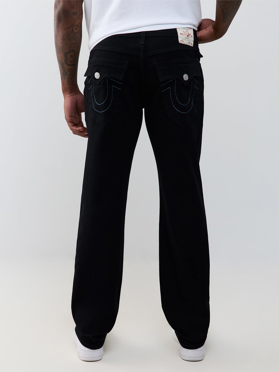 True Religion Men Black Ricky SN Solid Straight Fit Jeans