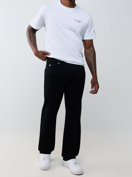 True Religion Men Black Ricky SN Solid Straight Fit Jeans