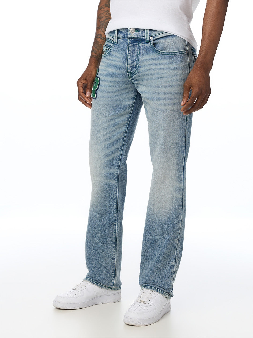 True Religion Men Blue Ricky SN Embroidered Straight Fit Jeans