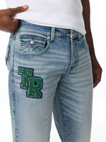 True Religion Men Blue Ricky SN Embroidered Straight Fit Jeans