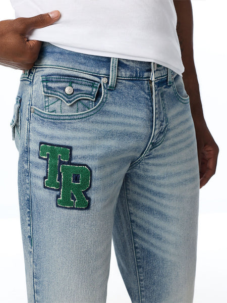 True Religion Men Blue Ricky SN Embroidered Straight Fit Jeans