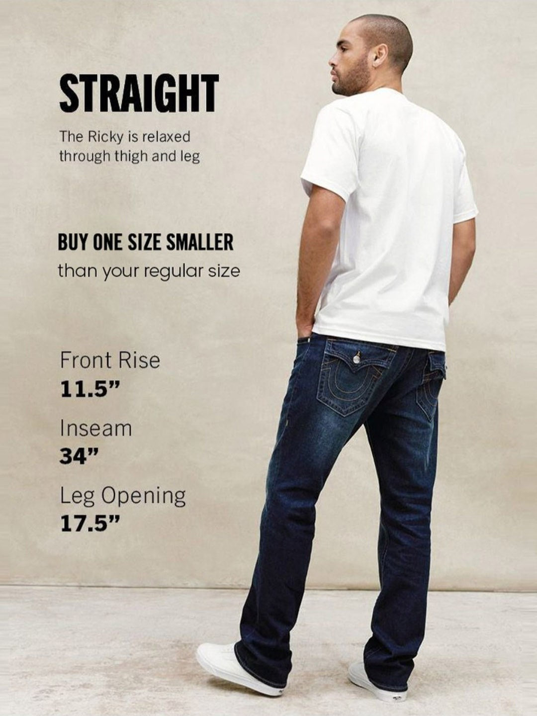True Religion Men Blue Ricky SN Embroidered Straight Fit Jeans